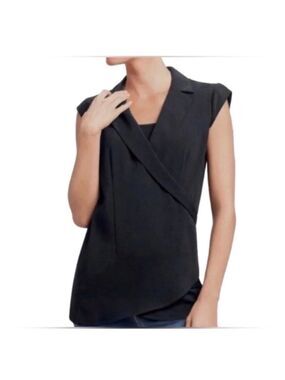 Cabi Origami Black Faux Wrap Sleeveless Tunic Top Size Large